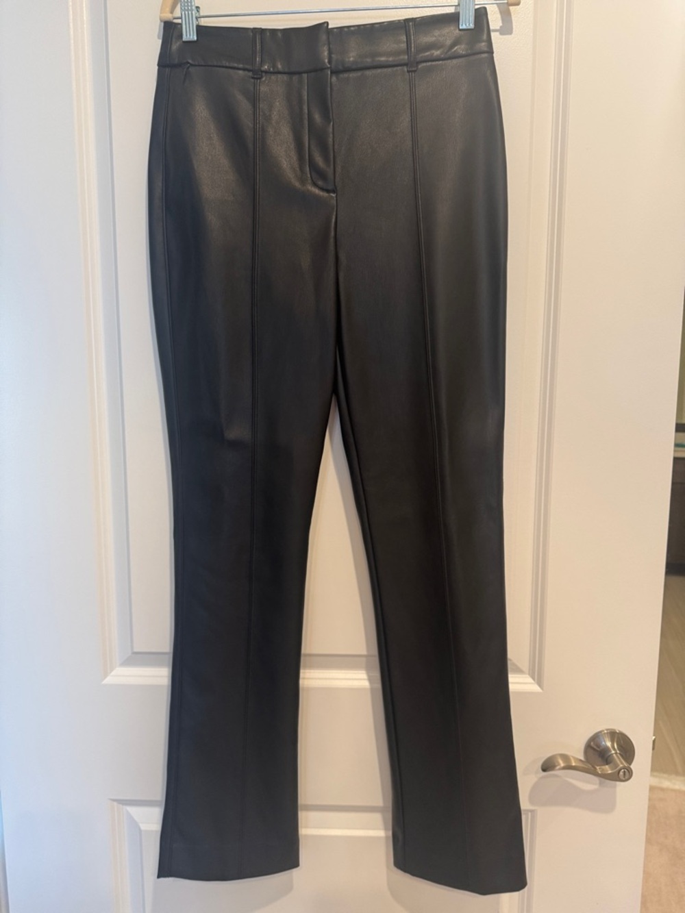 White House Black Market Black Faux Leather Slim-Leg Pants